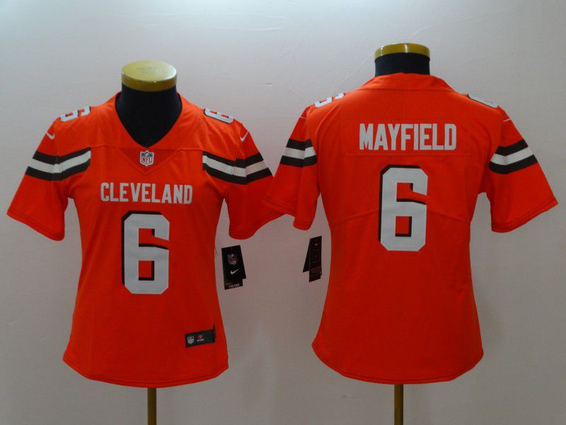 Women Cleveland Browns 6 Mayfield Orange Nike Vapor Untouchable Limited NFL Jerseys